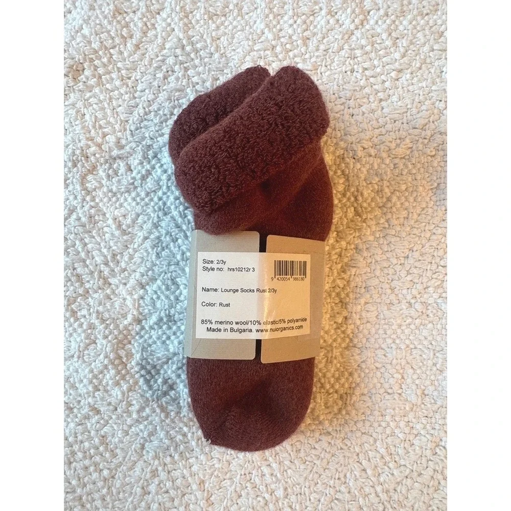 Nui Organics Lounge Socks Rust 2/3y